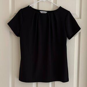 Liz Claiborne Women's Round Neck Short Sleeve Blouse - Small - Black